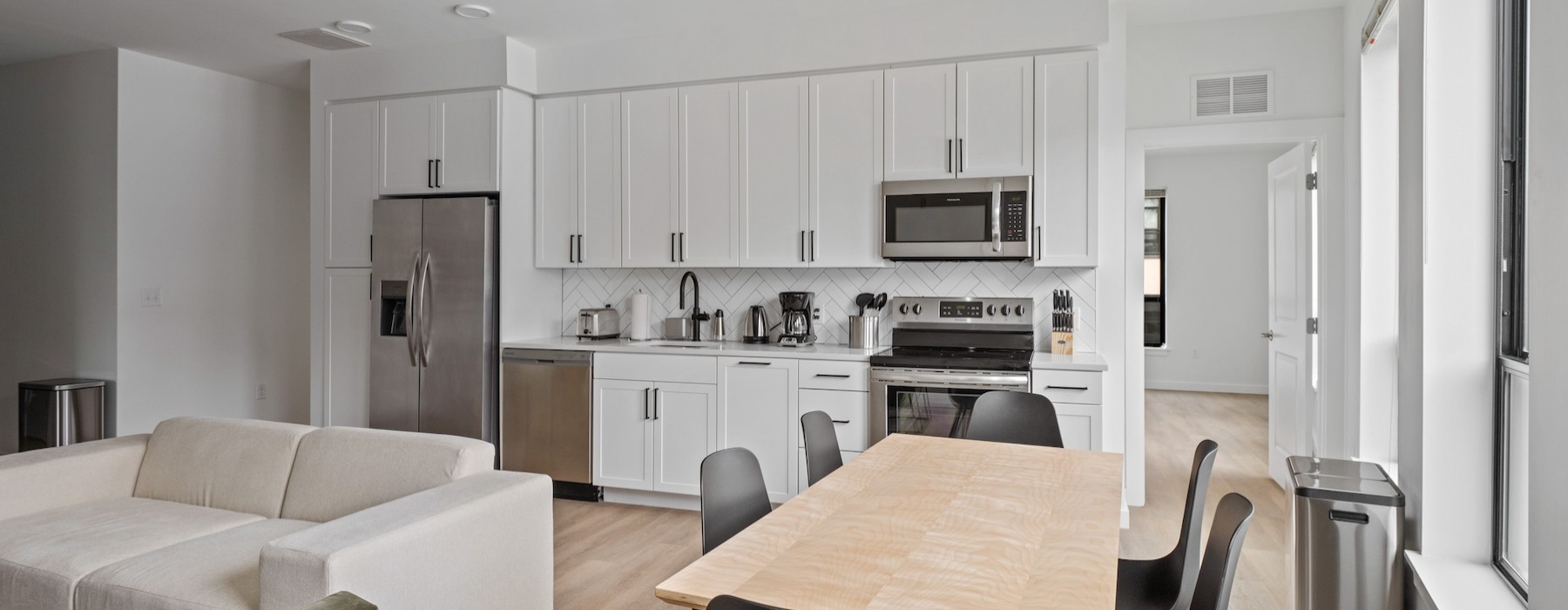 Well-lit kitchen with ample counter space